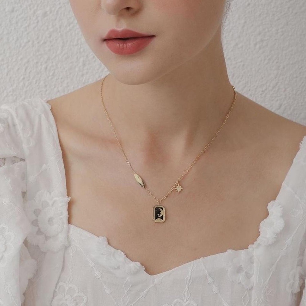 18K Gold Plated Lucky Moon & Star Necklace - Picture 3 of 5